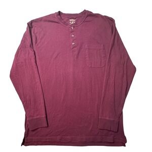 Red Head Henley Shirt Mens XLT Burgundy 602RHF207805K Long Sleeve Cotton Pocket